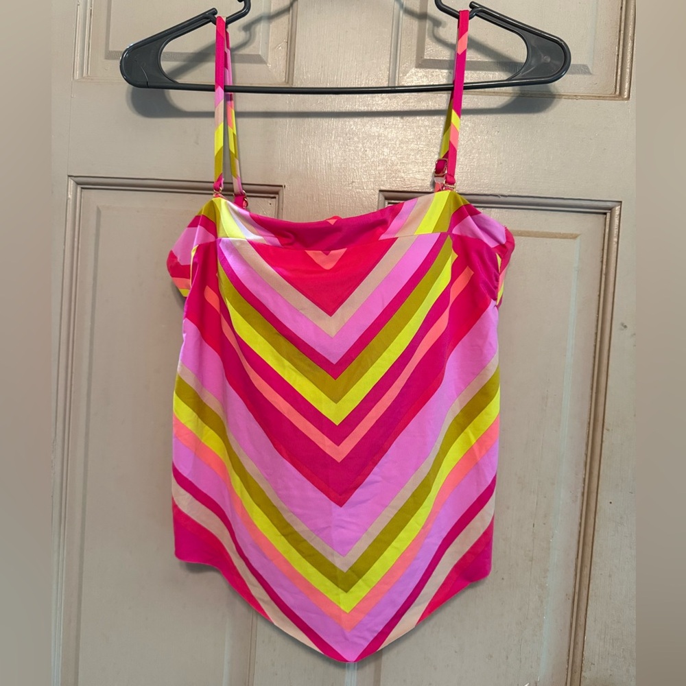 Trina Turk WALTZ BANDEAU TANKINI - Size 8 - Multi-Color Stripe